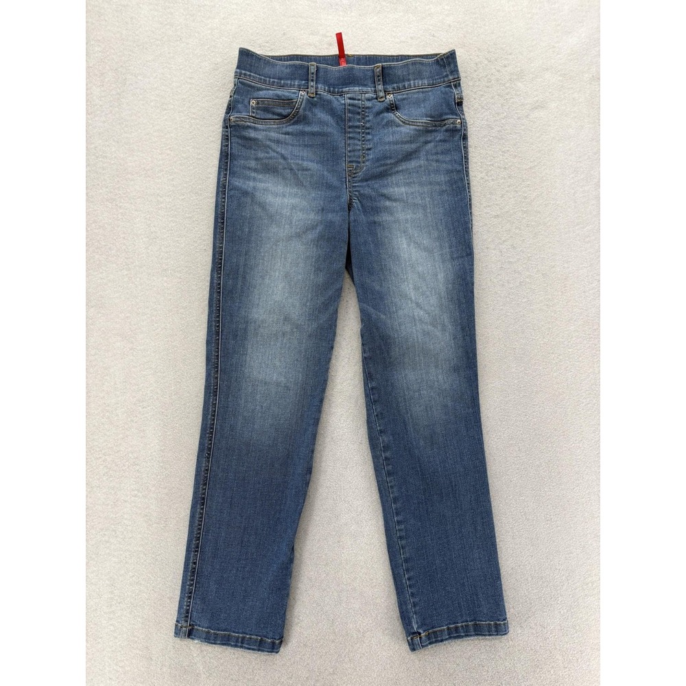 Spanx Pull On Ankle Straight Leg Jeans Womens M Vintage Indigo Premium Stretch